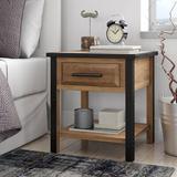 Williston Forge Athina 1 - Drawer Metal Nightstand in Natural Wood in Brown | 24.01 H x 22.04 W x 22.04 D in | Wayfair