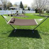 Freeport Park® Cioffi Quilted Designs Double Spreader Bar Hammock w/ Stand Polyester | 48 H x 55 W x 144 D in | Wayfair FRPK1646 42974971