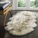 Gray/White 24 x 1 in Area Rug - Mercer41 Tateos Animal Print Handmade Sheepskin Ivory/Smoke Grey Area Rug | 24 W x 1 D in | Wayfair