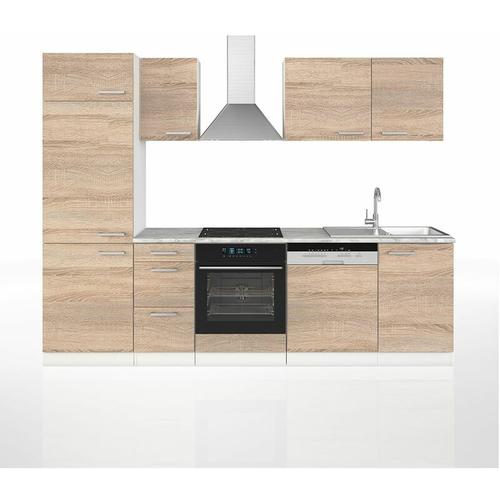 Vicco - Küche 270 cm Küchenzeile Küchenblock Einbauküche Komplettküche - Sonoma