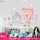 Autocollants muraux ours rose adorable décoration de maison d'amour pour chambre d'enfants chats