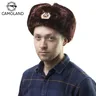 Chapeau de bombardier en fausse fourrure pour homme Badge soviétique casquette de bombardier