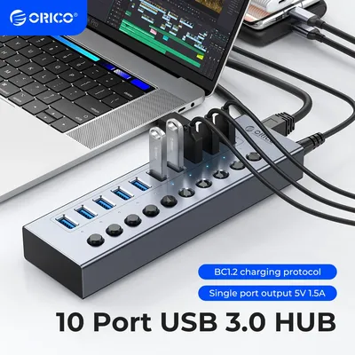 ORICO-Extension USB 62USB 3.0 HUB 7/10/13/16 Ports avec interrupteurs marche/arrêt adaptateur