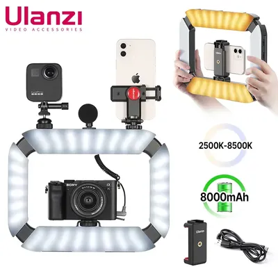Ulanzi U200 U-200 Smartphone Video Rig LED Video Light 2 en 1 Ring Light Cold Shoe pour Microphone