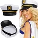 Chapeau Militaire de Yacht pour Homme et Femme Casquette Réglable Costume de Marin Skipper de