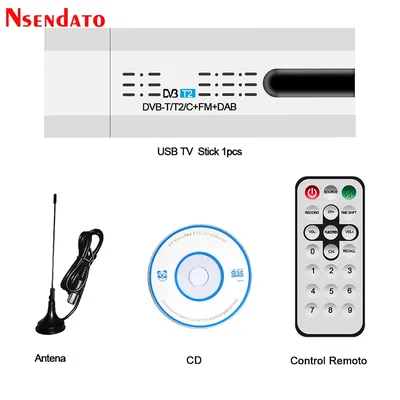 Numérique Satellite DVB-T2/T DVB-C USB 2.0 TV Tuner Stick HDTV Récepteur avec Antenne Télécommande
