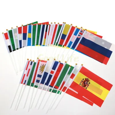 Drapeau à Main de Pays Participants de Coupe EURO avec Poteaux Petit Bandeir Équipe Elderas pour