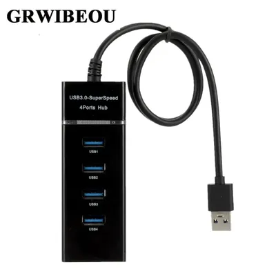 Grwibeou – HUB 4 ports USB 3.0 haute vitesse extension multihub pour ordinateur de bureau et