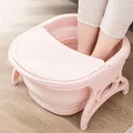 Baignoire portable pliable avec couvercle bain de pieds moussant uni trempage des pieds massage