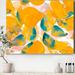 East Urban Home Watercolor Leaves - Painting Print on Canvas Canvas, Wood in Blue/Yellow | 12 H x 20 W x 1 D in | Wayfair