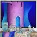 East Urban Home Blue Fantasy Door in Old Purple Tower - Painting Print on Canvas Metal in Blue/Indigo | 24 H x 32 W x 1 D in | Wayfair