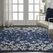 Blue/Navy 72 x 0.5 in Area Rug - Gracie Oaks Zaizi Floral Navy Blue/Ivory White Area Rug Polypropylene | 72 W x 0.5 D in | Wayfair