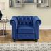 Chesterfield Chair - House of Hampton® Eisner Velvet Chesterfield Chair Wood/Velvet in Blue | 30 H x 38.5 W x 34.5 D in | Wayfair
