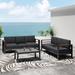 Wade Logan® Avarae 3 Piece Sofa Seating Group w/ Cushions Metal in Black | 24.5 H x 76.5 W x 27.5 D in | Outdoor Furniture | Wayfair