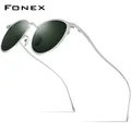 FONEX – lunettes de soleil Vintage en titane pur pour hommes et femmes petites lunettes rondes