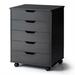Costway 5 Drawer Mobile Lateral Filing Storage Home Office Floor Cabinet with Wheels-Black