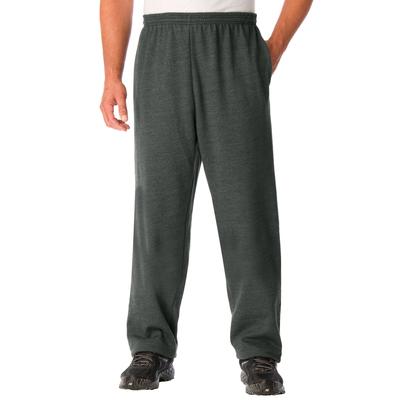 Men's Big & Tall Fleece Open-Bottom Sweatpants by KingSize in Heather Charcoal (Size L)