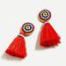 J. Crew Jewelry | J. Crew Colorful Beaded Tassel Earrings | Color: Gold/Red/Tan | Size: 1 3/4” Length