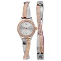 Timex Women's Swarovski Crystal 23mm Watch & Bracelet Gift Set – Rose Gold Two-Tone