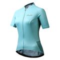 Santic Women Cycling-Jersey Short-Sleeve Bike-Jersey - Full Zip Tight Tops 2021 Summer, C Turquoise(slim Type), Medium