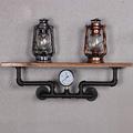 LHXY Vintage Industrial Pipework Style Wall Shelf Rustic Metal Aged Look Pipe Storage Shelves (Industrial Pipe Shelf)