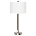 Ebern Designs Gammons 30" Silver Table Lamp w/ Outlet Metal/Fabric in White | 30 H x 15 W x 15 D in | Wayfair 19E966BF586C4229BA87AA3E0E2A7656