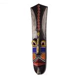 Bungalow Rose Gye Nudi & African Beaded Wood Mask Wall Décor in Black/Red/Yellow | 21.25 H x 5.25 W x 3.5 D in | Wayfair