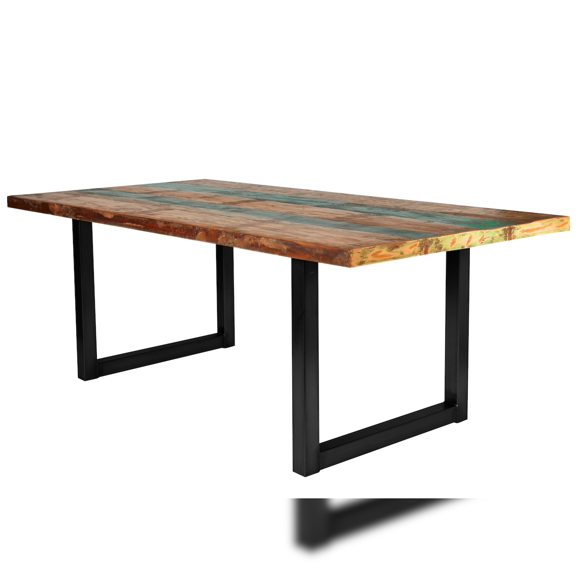 SIT Möbel Esstisch 160 cm | Platte 40 mm Altholz bunt | Kufen-Gestell Stahl antikschwarz | B 160 x T 85 x H 76,5 cm | 15020-11 | Serie TABLES & CO Image