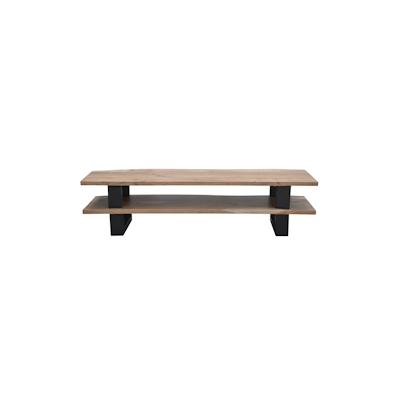 SIT Möbel Lowboard | 1 offenes Fach | Akazie mit Baumkante natur | Gestell Metall schwarz | B 140 x T 40 x H 36 cm | 130
