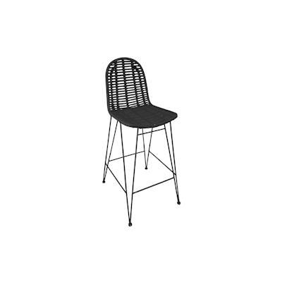 SIT Möbel Barhocker | Sitzschale Rattan schwarz | Gestell Metall antikschwarz | B 49 x T 60 x H 110 cm | 05328-11 | Seri