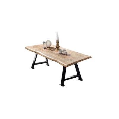 SIT Möbel Baumkante-Tisch | 200x100 cm | Platte Mango natur | A-Metallgestell antikschwarz | B 200 x T 100 x H 76 cm | 1