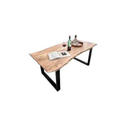 SIT Möbel Baumkante-Tisch 160 cm | Platte Akazie natur 36 mm | Kufengestell Metall schwarz | B 160 x T 85 x H 76 cm | 15