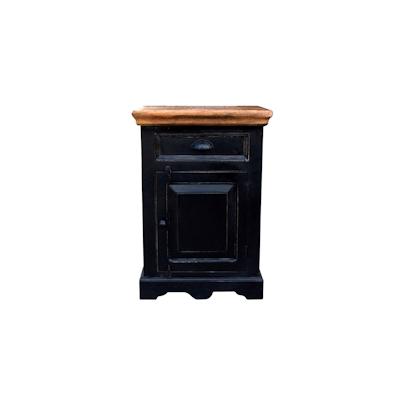 SIT Möbel Kommode | 1 Tür, 1 Schublade | Mango + MDF | schwarz mit honigfarbiger Deckplatte | B 50 x T 35 x H 72 cm | 05