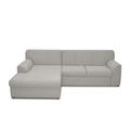 DOMO. Collection Ecksofa Topper | moderne Couch in L-Form | kleine Polsterecke mit Schlaffunktion | Silber, 245 x 155
