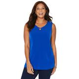 Plus Size Women's Crisscross Timeless Tunic Tank by Catherines in Surf The Web (Size 3X)