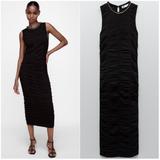 Zara Dresses | Nwt Zara | Silver Chaim Trimmed Draped Dress | Color: Black | Size: M
