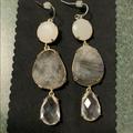 Anthropologie Jewelry | Anthropologie Stone And Crystal Earrings | Color: Gray/White | Size: Os