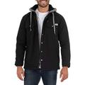 WELLS LAMONT Men's Quilted Flex Canvas Shirt Jacket with Sherpa Lined Fleece Hood Work Utility Outerwear, Black, XL