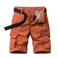 Summer Casual Loose Fit Cotton Cargo Shorts Men Solid Vintage Washed Pockets Cargo Shorts Orange 34