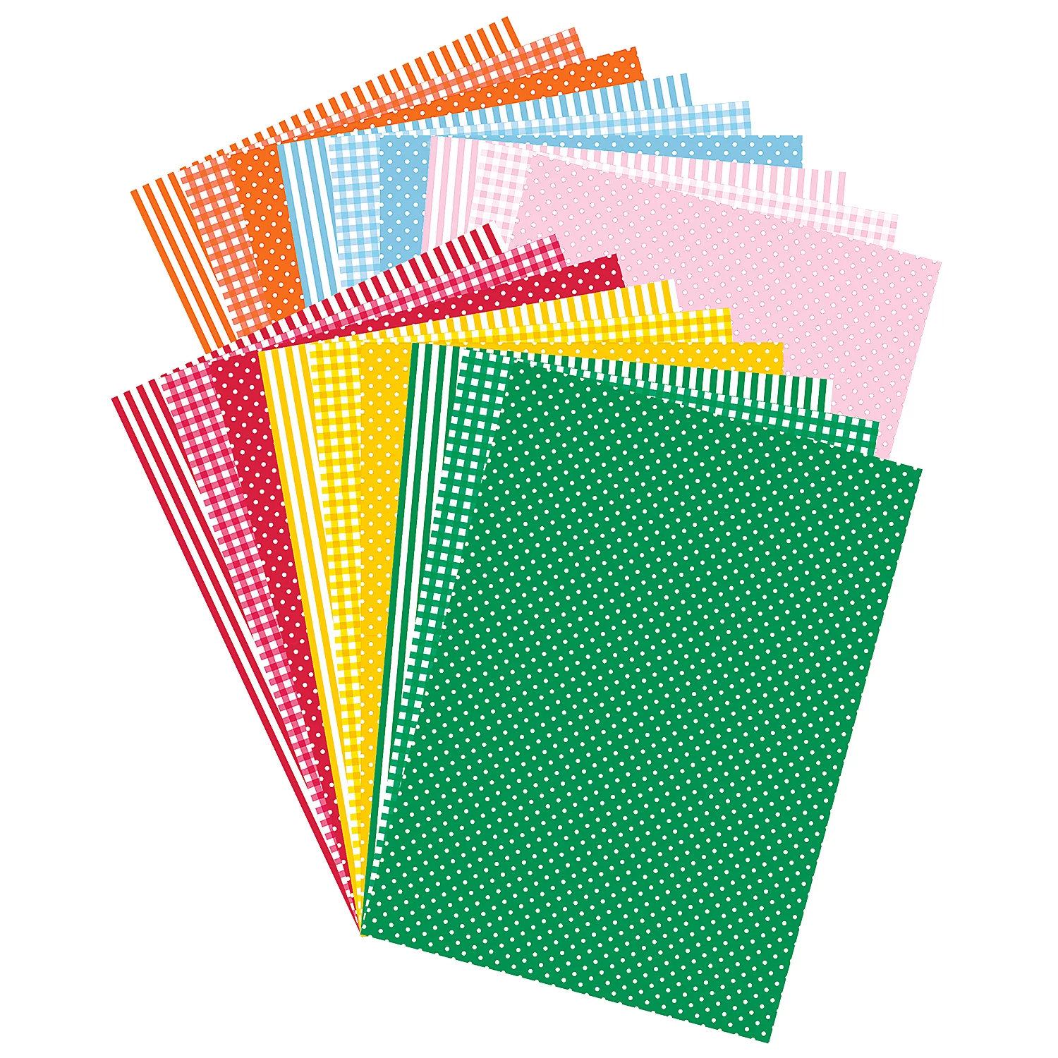 buttinette Fotokarton-Mixpack Tupfen, Karo, Streifen, 24 x 34 cm, 18 Blatt Image