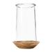 Loon Peak® Glass Hurricane Vase w/ Wood Base Wood/Glass in Brown | 15 H x 9.5 W x 9.5 D in | Wayfair CEBCC1E71B574EE284108C85C58B2517