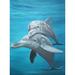 Longshore Tides Mother Dolphin by Amy Valiante - Painting Print Canvas in Blue/Gray | 24 H x 18 W x 1.5 D in | Wayfair