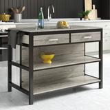 Wade Logan® Barteld Kitchen Island Set Manufactured Wood in Black/Brown/Gray | 36 H x 55 W x 27.5 D in | Wayfair 912409632AB2401C85131AA57E224B9B