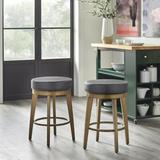 Mercer41 Ceianna Swivel 24.5" Counter Stool Upholstered/Leather/Metal/Faux leather in Black | 24.5 H x 16 W x 16 D in | Wayfair