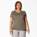 Dickies Women's Plus Cooling Short Sleeve Pocket T-Shirt - Military Green Heather Size 2X (SSFW40)