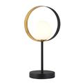 Searchlight Orbital 1 Light Matt Black and Gold Leaf Table Lamp with Opal Glass