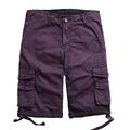 wkd-thvb Men Summer Military Cargo Shorts Casual Cotton Shorts Loose Work Shorts Military Short Pants Plus Size Purple 33