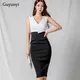 Robe crayon d'été pour femmes tenue de bureau sexy col en v fibre mince taille haute noir