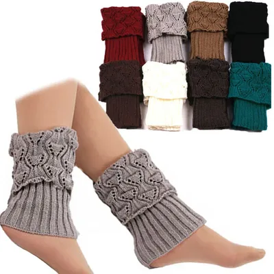 Jambières en tricot au crochet pour femmes chaussettes d'hiver 1 paire