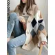 Colorfaith – cardigan Chic à carreaux avec manches bouffantes et boutons pour femme chandail